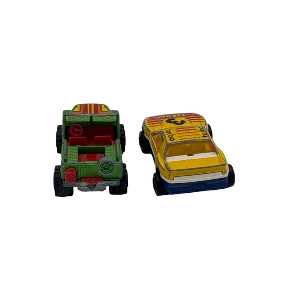 Lot of 2 Majorette1/55 Scale Die Cast Cars Green Jeep Yellow Pontiac Fiero - Picture 2 of 2
